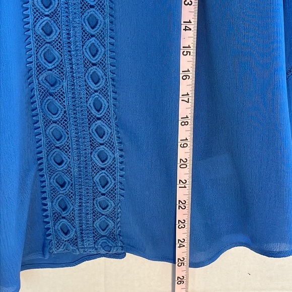 JohnPaulRichard Petites gauze and lace blouse china blue size petite XL - Picture 10 of 16